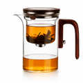 AK BLOOM Glass Teapot with Magnetic Infuser & Wooden Lid – 600ml or 800ml | Loose Leaf Tea Gift