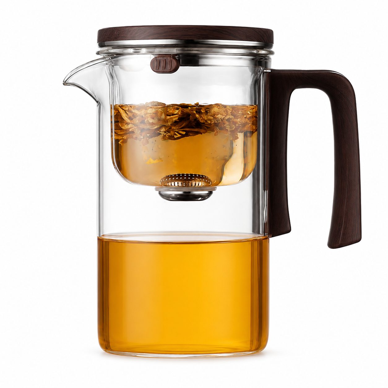 AK BLOOM 720ml Glass Teapot with Magnetic Infuser & Wooden Lid
