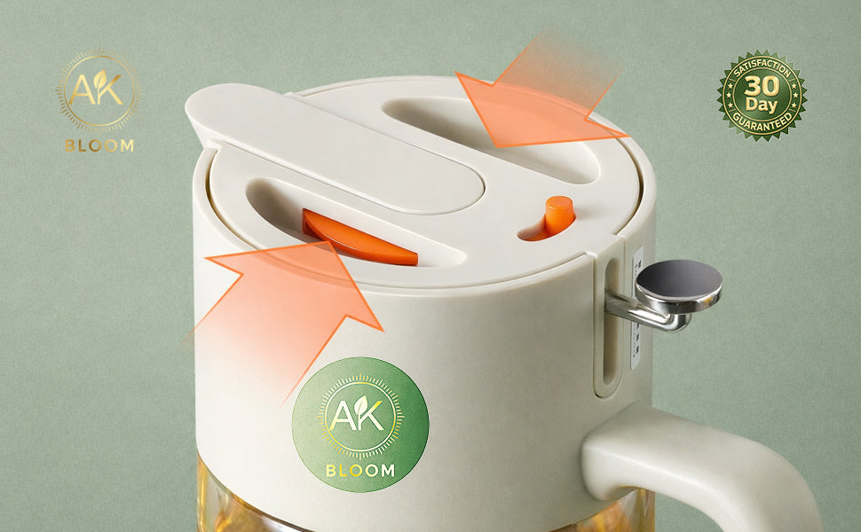 AK Bloom 2-in-1 Oil Sprayer & Pourer Bottle – 550ml Glass Dispenser for Olive Oil, Vinegar & Soy Sauce | Fine Mist Spray & Controlled Pour