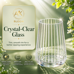 AK BLOOM crystal-clear ribbed tumbler glass with thin smooth rim