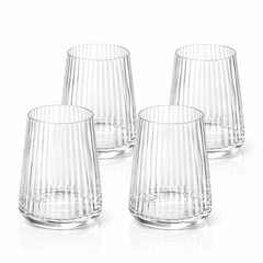 AK BLOOM set of 4 clear ribbed 300ml tumbler glasses on a white background